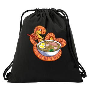 Snake Eating Ramen Kawaii Snake Japanese Noodle Drawstring Bag