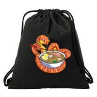 Snake Eating Ramen Kawaii Snake Japanese Noodle Drawstring Bag