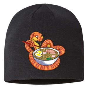 Snake Eating Ramen Kawaii Snake Japanese Noodle Sustainable Beanie