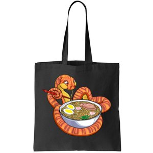 Snake Eating Ramen Kawaii Snake Japanese Noodle Tote Bag