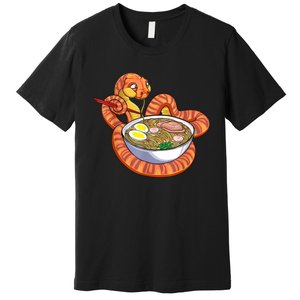 Snake Eating Ramen Kawaii Snake Japanese Noodle Premium T-Shirt