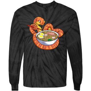 Snake Eating Ramen Kawaii Snake Japanese Noodle Tie-Dye Long Sleeve Shirt