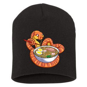 Snake Eating Ramen Kawaii Snake Japanese Noodle Short Acrylic Beanie