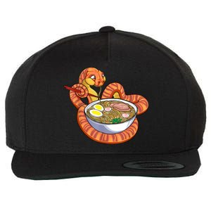 Snake Eating Ramen Kawaii Snake Japanese Noodle Wool Snapback Cap