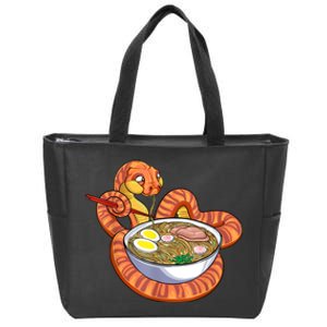 Snake Eating Ramen Kawaii Snake Japanese Noodle Zip Tote Bag