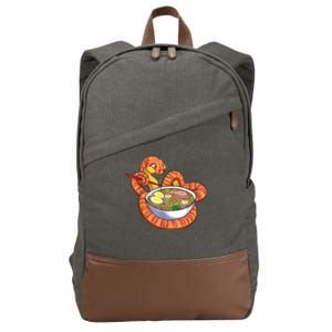 Snake Eating Ramen Kawaii Snake Japanese Noodle Cotton Canvas Backpack