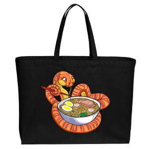 Snake Eating Ramen Kawaii Snake Japanese Noodle Cotton Canvas Jumbo Tote