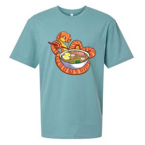 Snake Eating Ramen Kawaii Snake Japanese Noodle Sueded Cloud Jersey T-Shirt