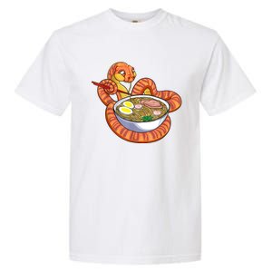 Snake Eating Ramen Kawaii Snake Japanese Noodle Garment-Dyed Heavyweight T-Shirt