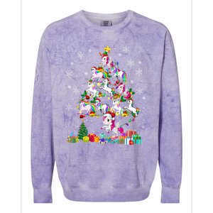 Santa Elf Reindeer Unicorn Xmas Tree Light Unicorn Gift Colorblast Crewneck Sweatshirt