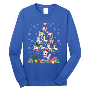 Santa Elf Reindeer Unicorn Xmas Tree Light Unicorn Gift Long Sleeve Shirt