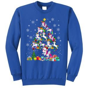 Santa Elf Reindeer Unicorn Xmas Tree Light Unicorn Gift Sweatshirt