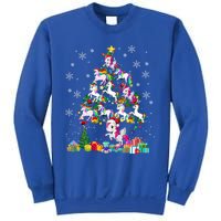 Santa Elf Reindeer Unicorn Xmas Tree Light Unicorn Gift Sweatshirt