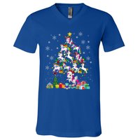 Santa Elf Reindeer Unicorn Xmas Tree Light Unicorn Gift V-Neck T-Shirt