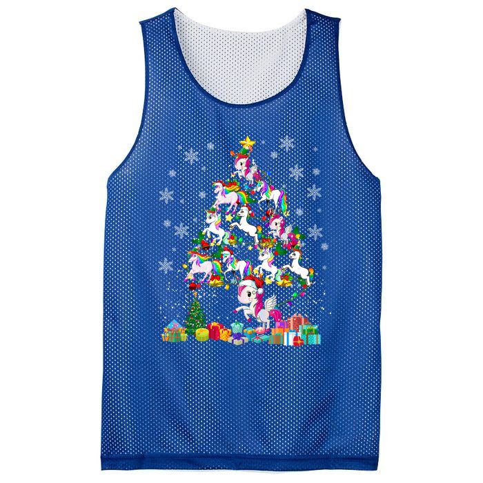 Santa Elf Reindeer Unicorn Xmas Tree Light Unicorn Gift Mesh Reversible Basketball Jersey Tank