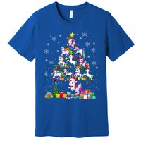 Santa Elf Reindeer Unicorn Xmas Tree Light Unicorn Gift Premium T-Shirt