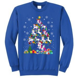 Santa Elf Reindeer Unicorn Xmas Tree Light Unicorn Gift Tall Sweatshirt