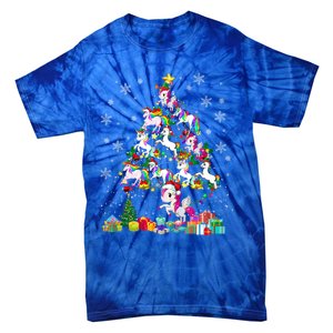 Santa Elf Reindeer Unicorn Xmas Tree Light Unicorn Gift Tie-Dye T-Shirt