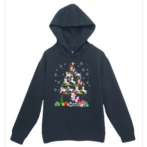 Santa Elf Reindeer Unicorn Xmas Tree Light Unicorn Gift Urban Pullover Hoodie