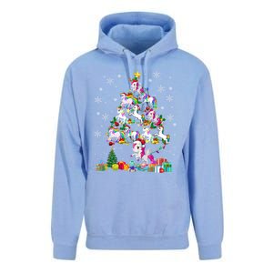 Santa Elf Reindeer Unicorn Xmas Tree Light Unicorn Gift Unisex Surf Hoodie