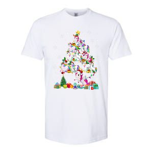 Santa Elf Reindeer Unicorn Xmas Tree Light Unicorn Gift Softstyle CVC T-Shirt