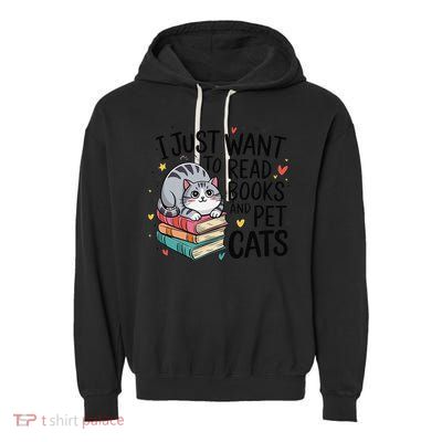 School Education Reading Teacher Knowledge Power Cat Book Garment-Dyed Fleece Hoodie