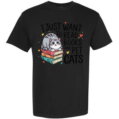 School Education Reading Teacher Knowledge Power Cat Book Garment-Dyed Heavyweight T-Shirt