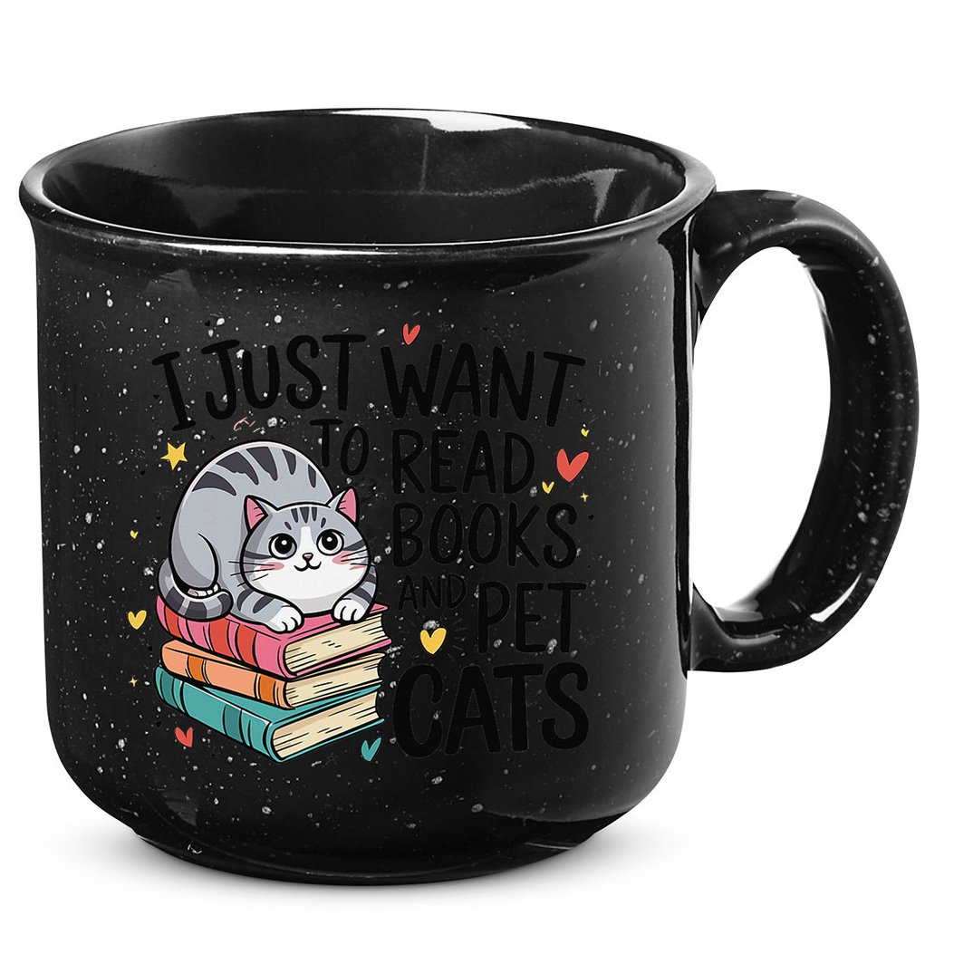 School Education Reading Teacher Knowledge Power Cat Book 15oz Campfire Ceramic Mug