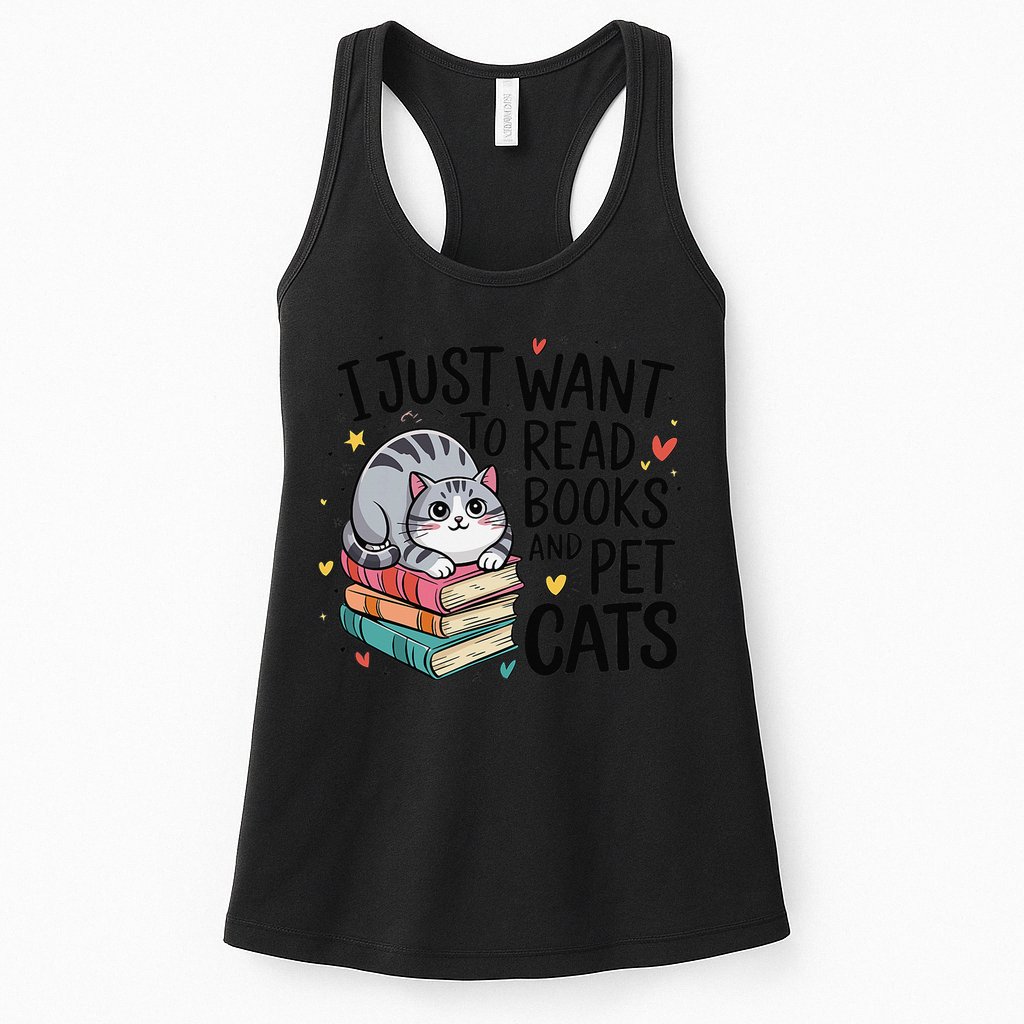 School Education Reading Teacher Knowledge Power Cat Book Womens Tank Top