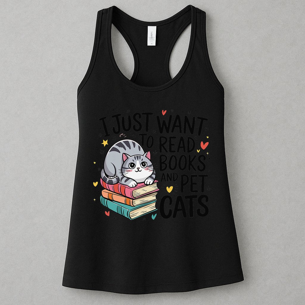 School Education Reading Teacher Knowledge Power Cat Book Womens Tank Top
