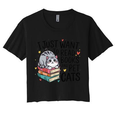 School Education Reading Teacher Knowledge Power Cat Book Crop Top