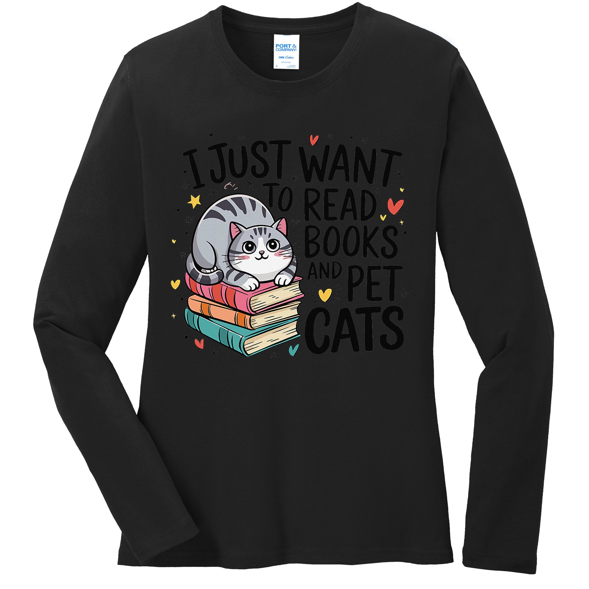 School Education Reading Teacher Knowledge Power Cat Book Ladies Long Sleeve Shirt
