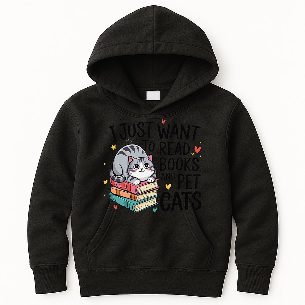 School Education Reading Teacher Knowledge Power Cat Book Kids Hoodie