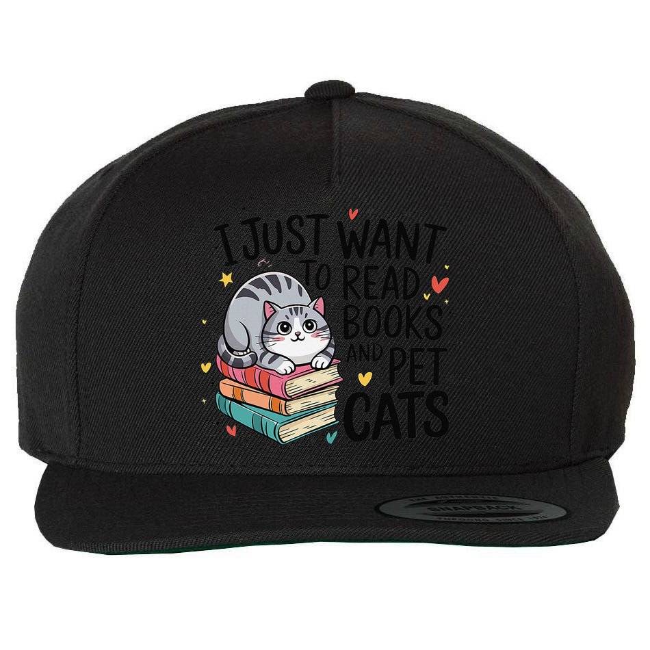School Education Reading Teacher Knowledge Power Cat Book Wool Snapback Cap
