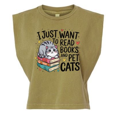 School Education Reading Teacher Knowledge Power Cat Book Garment-Dyed Women's Muscle Tee