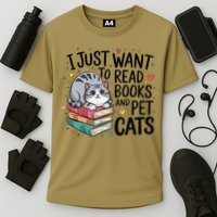 School Education Reading Teacher Knowledge Power Cat Book Cooling Performance Crew T-Shirt