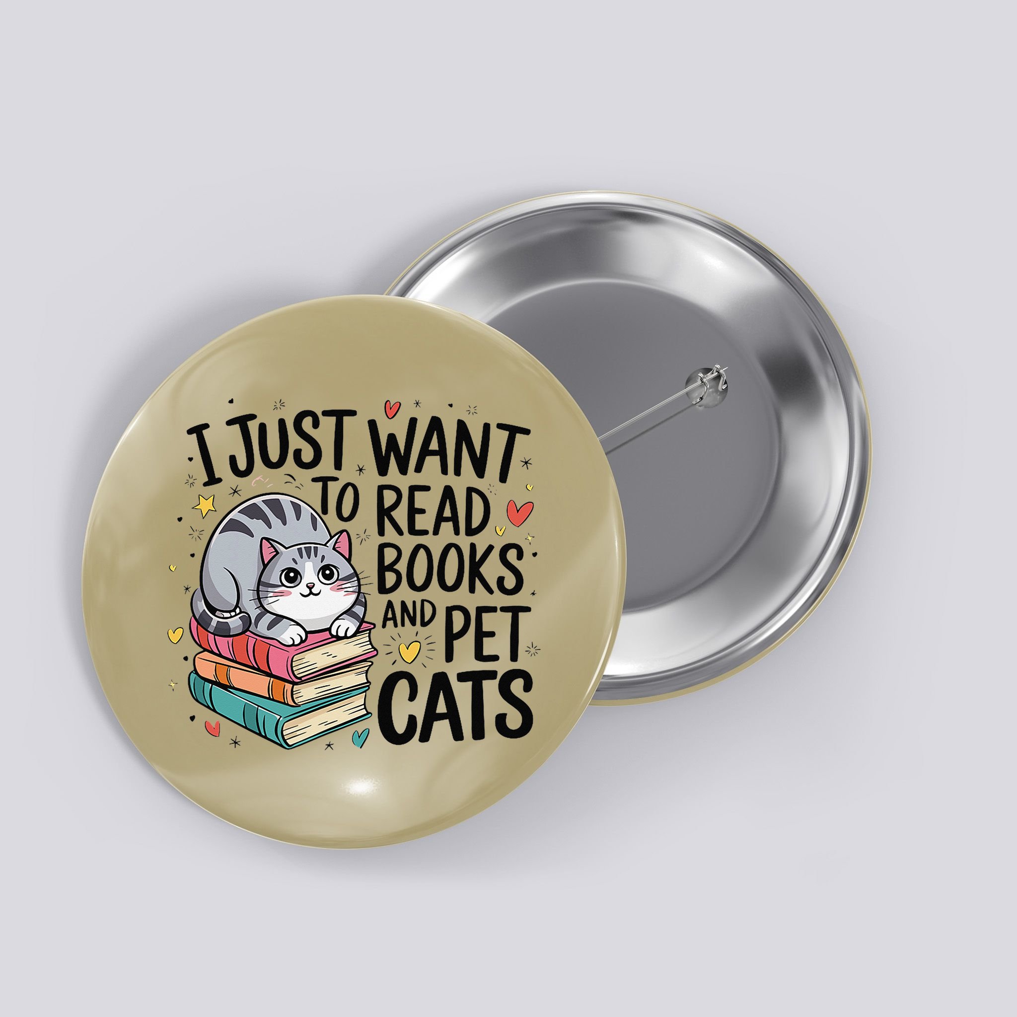 School Education Reading Teacher Knowledge Power Cat Book Button