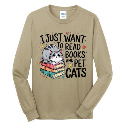 School Education Reading Teacher Knowledge Power Cat Book Tall Long Sleeve T-Shirt