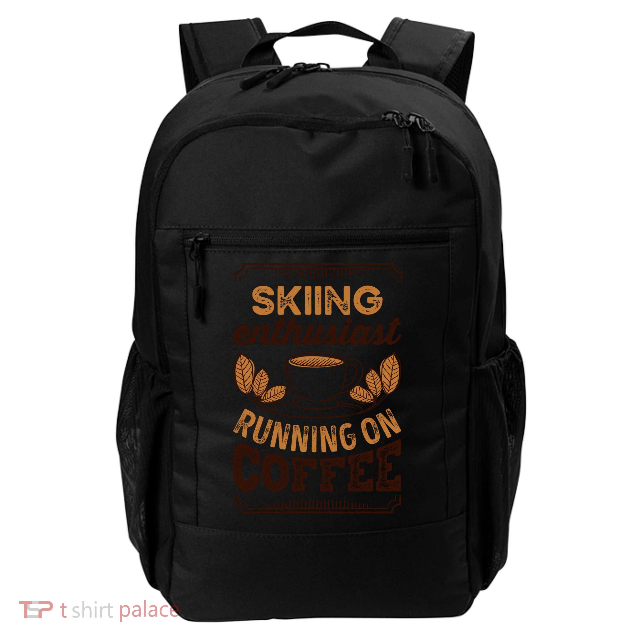 Skiing Enthusiast Running On Coffee Caffeine Lover Cool Gift Backpack