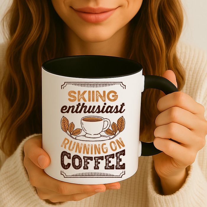 Skiing Enthusiast Running On Coffee Caffeine Lover Cool Gift Mug