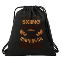 Skiing Enthusiast Running On Coffee Caffeine Lover Cool Gift Drawstring Bag