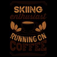 Skiing Enthusiast Running On Coffee Caffeine Lover Cool Gift Drawstring Bag