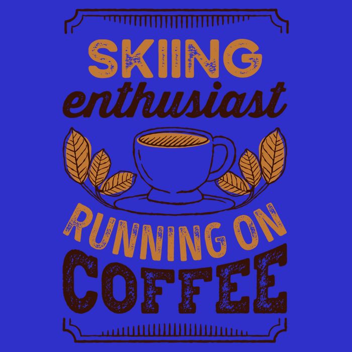 Skiing Enthusiast Running On Coffee Caffeine Lover Cool Gift Short Acrylic Beanie