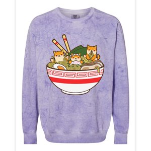 Shibas Eating Ra Noodles Kawaii Japanese Food Anime  Colorblast Crewneck Sweatshirt