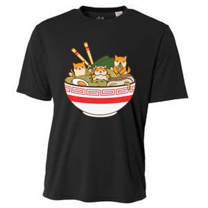 Shibas Eating Ra Noodles Kawaii Japanese Food Anime  Cooling Performance Crew T-Shirt