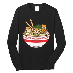 Shibas Eating Ra Noodles Kawaii Japanese Food Anime  Long Sleeve Shirt