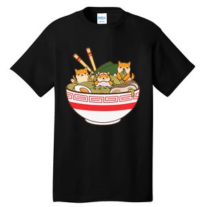 Shibas Eating Ra Noodles Kawaii Japanese Food Anime  Tall T-Shirt