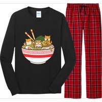 Shibas Eating Ra Noodles Kawaii Japanese Food Anime  Long Sleeve Pajama Set