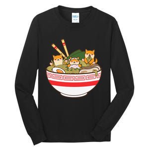 Shibas Eating Ra Noodles Kawaii Japanese Food Anime  Tall Long Sleeve T-Shirt