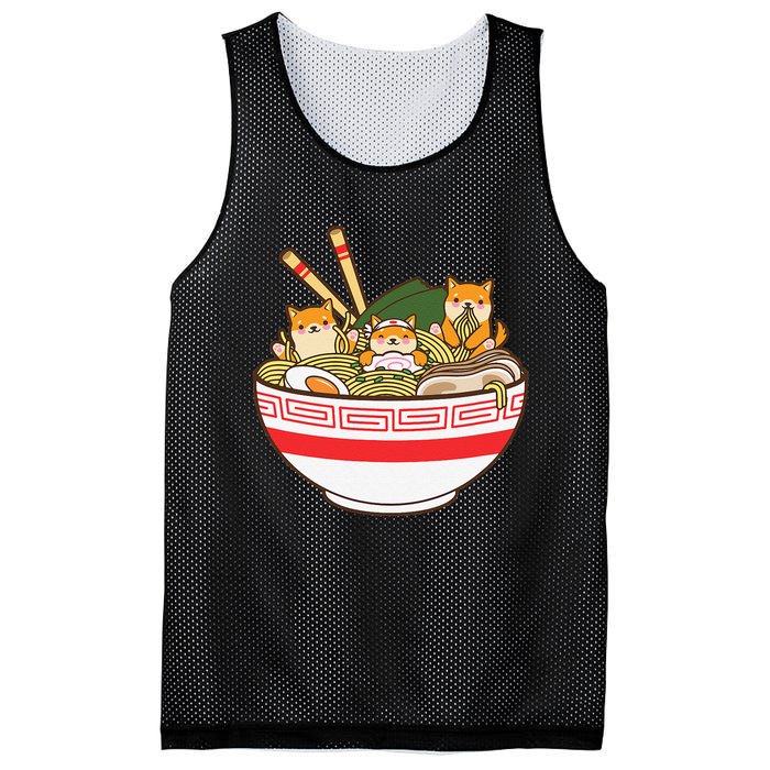 Shibas Eating Ra Noodles Kawaii Japanese Food Anime  Mesh Reversible Basketball Jersey Tank